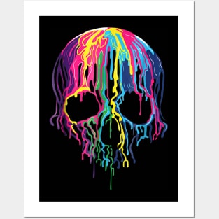 Colorful Melting Skull Art Graphic Halloween Posters and Art